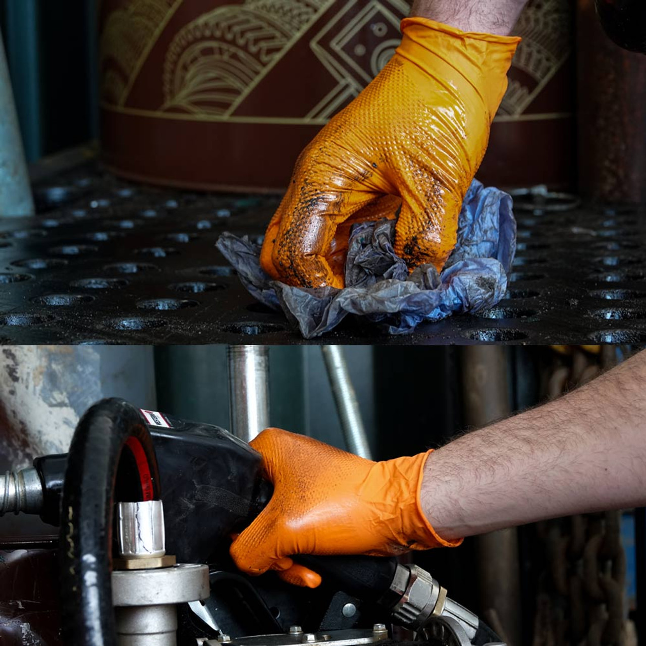 Traffi TD07 Orange Textured Nitrile Disposable Gloves